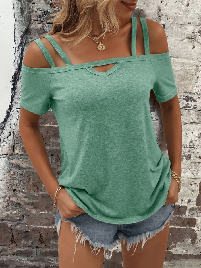 Women'S Solid Color Off-Shoulder T-Shirt for a Stylish Casual Look