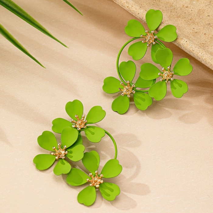 Stunning Floral Stud Earrings - Iron Jewelry with Exaggerated Flower Design, Elegant, Sexy, and Personality-Driven - Perfect for Fashion-Forward Females