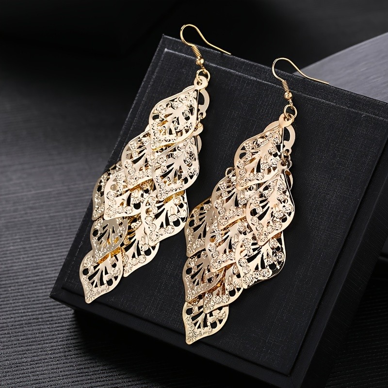Golden European American Fashion Long Tassel Earrings - Exaggerated Fashionable Variety