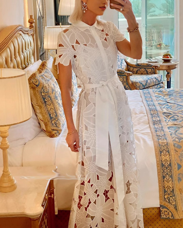 Lace Cardigan Button Dress