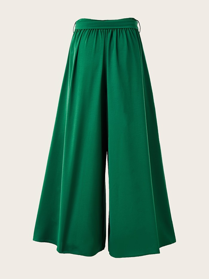Women's High-Waisted Drapey Wide-Leg Pants – Slimming, Comfortable & Casual Fit