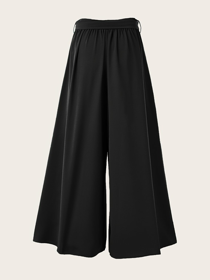 Women's High-Waisted Drapey Wide-Leg Pants – Slimming, Comfortable & Casual Fit
