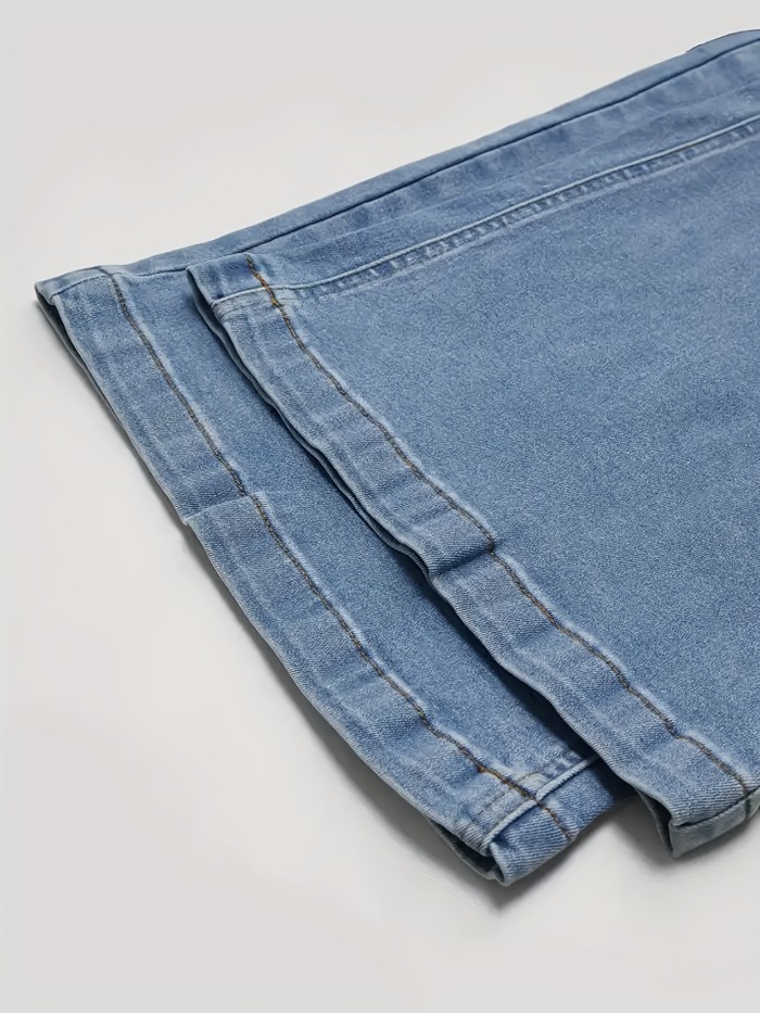 Women's Slim-Fit Mid-Rise Flared Jeans – Elegant Button Detail, High-Stretch Denim, All-Season Casual Pants