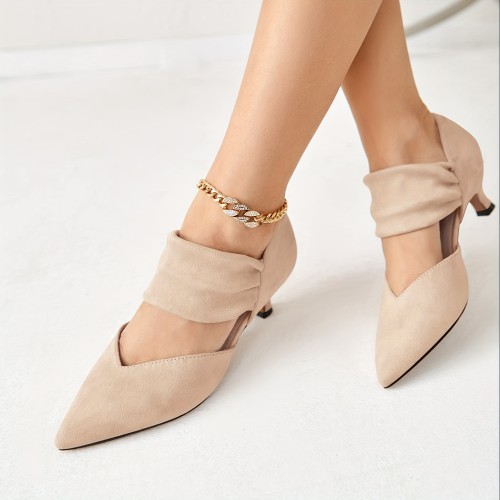 Women's Low Heel Dress Shoes, Pointed Toe Ankle Strap Elegant Party Wedding High Heels
