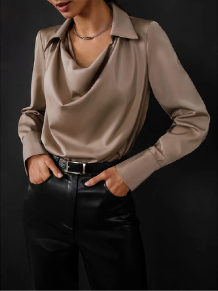 Women's Elegant Long Sleeve High Neck Shirt