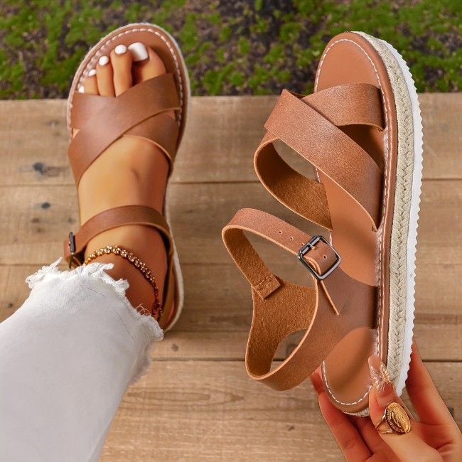 Women's Casual Cross-Strap Flat Sandals