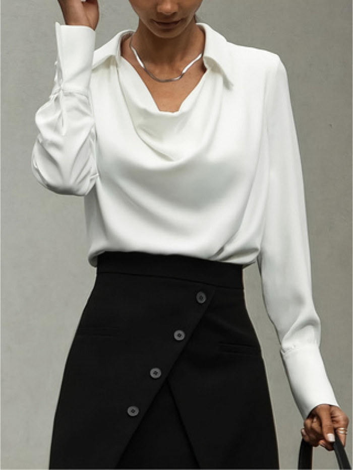 Women's Elegant Long Sleeve High Neck Shirt