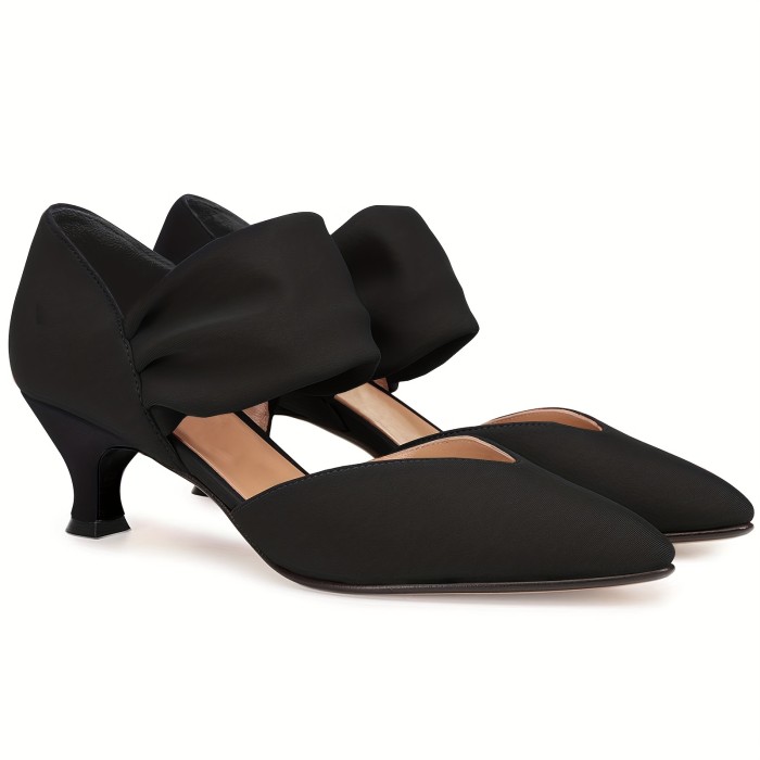 Women's Low Heel Dress Shoes, Pointed Toe Ankle Strap Elegant Party Wedding High Heels