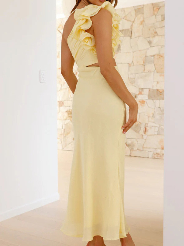 Stylish Elegant One-Shoulder Slim Dress