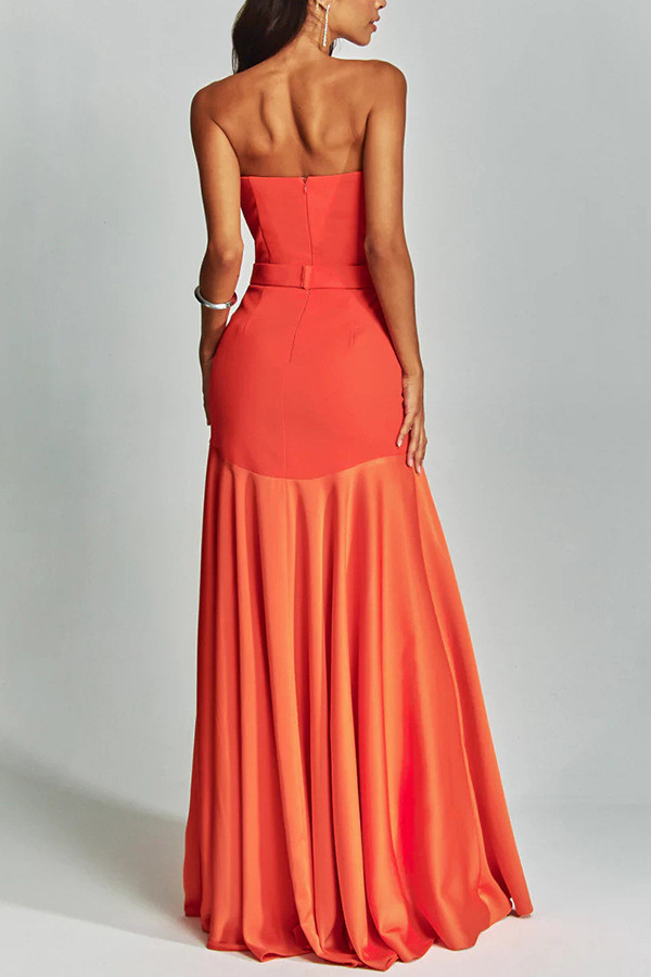 Stitching Wraps Strapless Deep V-Neck Dress