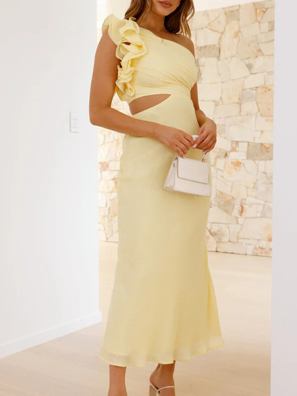 Stylish Elegant One-Shoulder Slim Dress