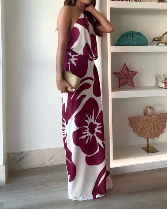 Elegant Neck Print Dress