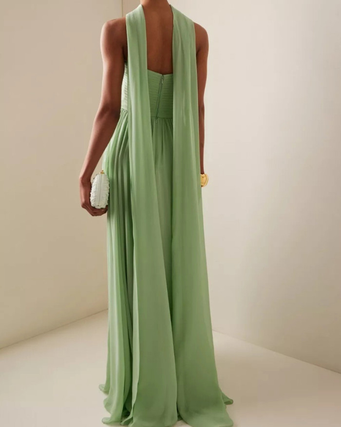 Pleated Strapless Strap Dress