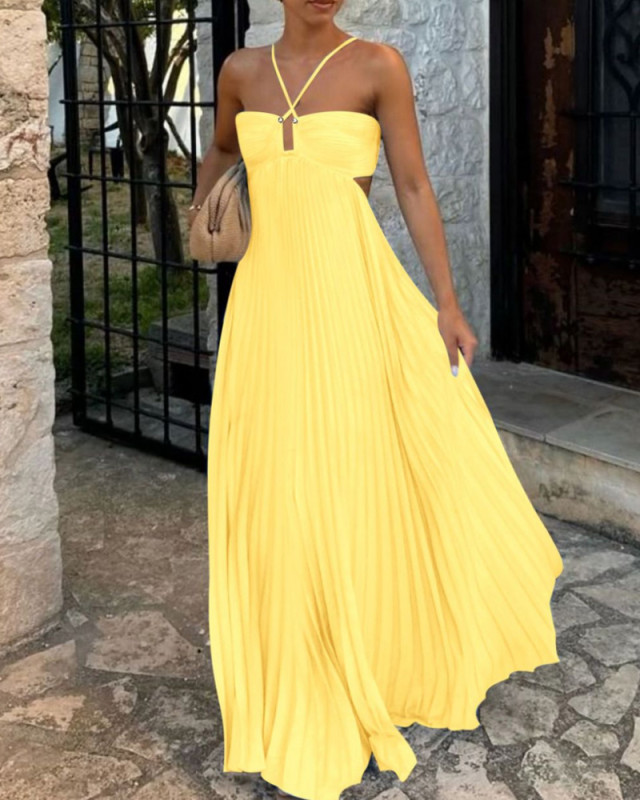 Strapless Pleated Sling Dress