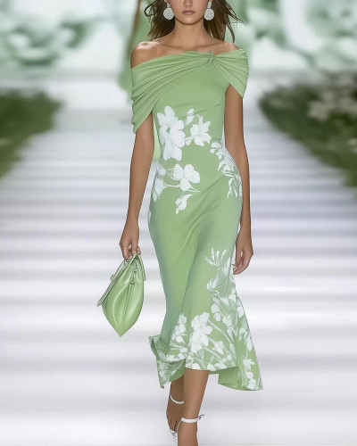 Elegant Print Slim Fit Dress