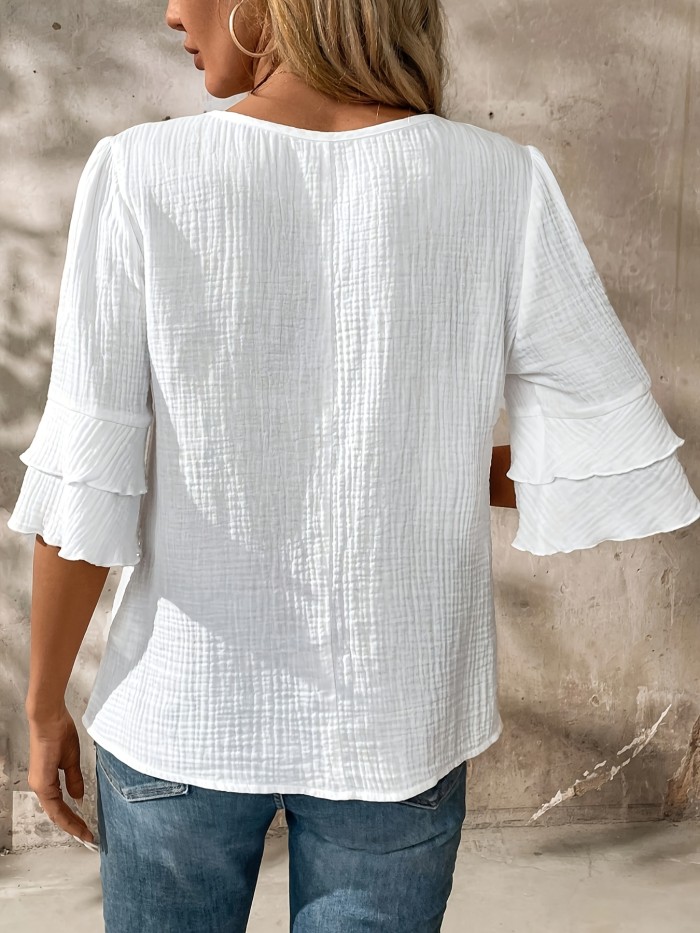 Slim-Fit V-Neck Pullover for Women