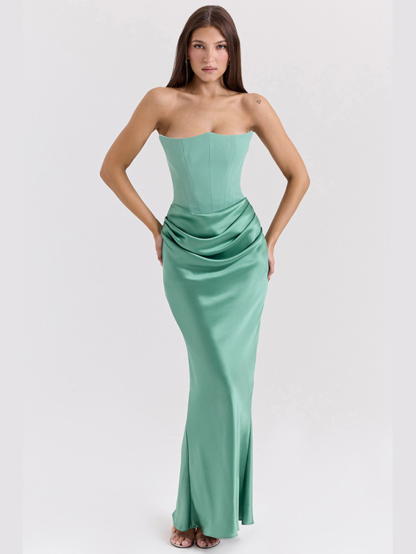 Sexy Velvet Off Shoulder Fishtail Elegant Slim Fit Long Party Dress