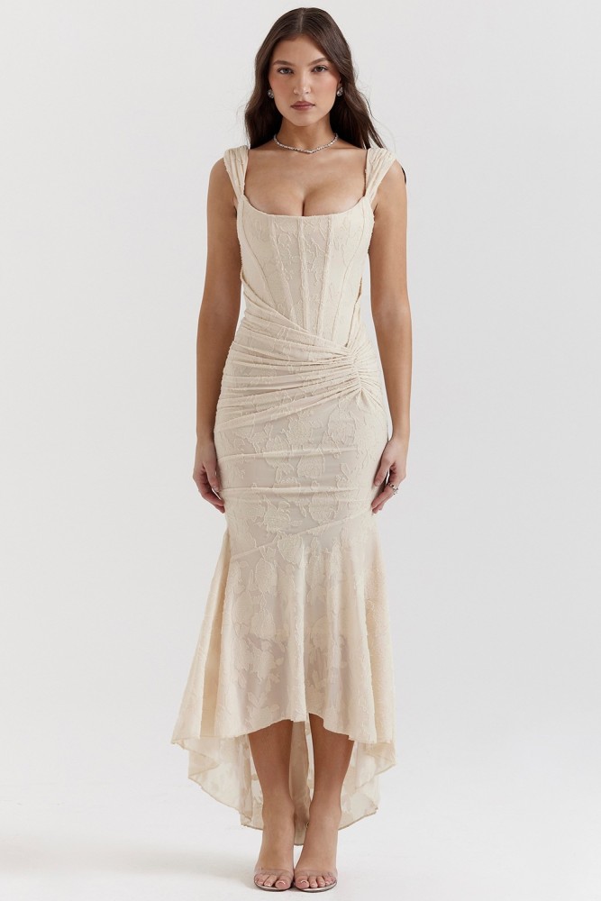 Sexy and Fashionable One Collar Strapless Fish Bone Wrapped Buttocks Fish Tail Long Skirt for Women