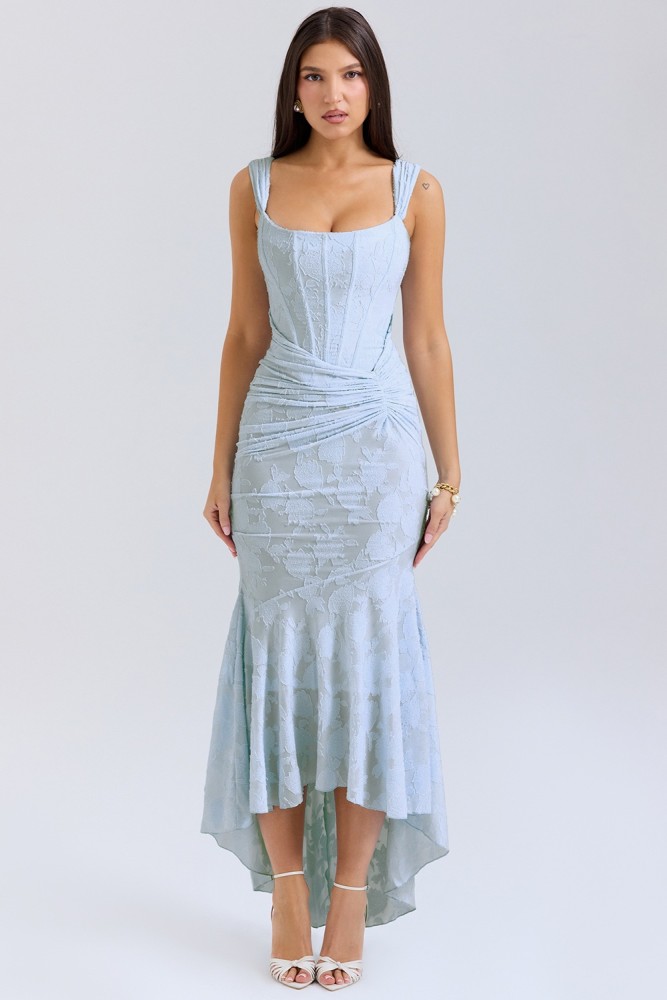 Sexy and Fashionable One Collar Strapless Fish Bone Wrapped Buttocks Fish Tail Long Skirt for Women