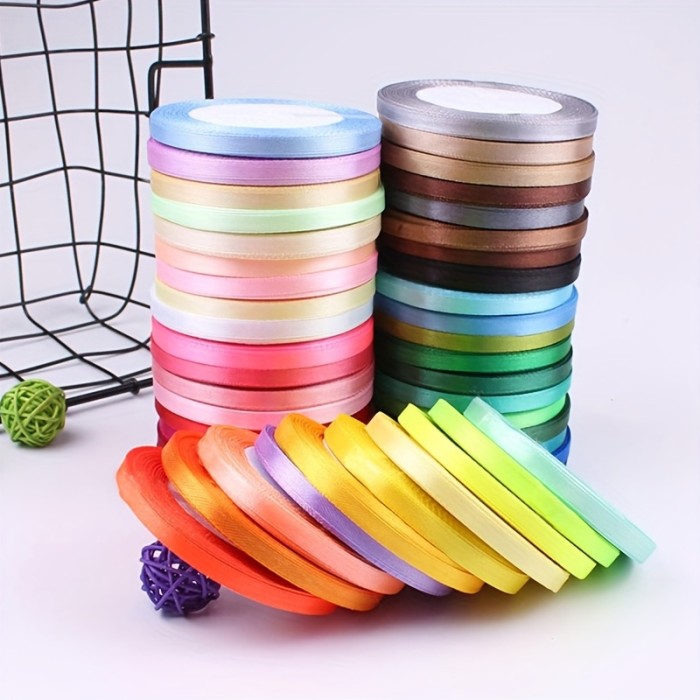 25 Yards\u002F6mm Silk Satin Ribbon - Vibrant Rainbow Colors, Soft & Shiny, Ideal for Handmade Bows, Crafts, Wedding Decorations, Christmas Trees, DIY Card Making, Gift Wrapping, Gift Wrapping Ribbon | Vibrant Ribbon | Smooth Texture, Ribbon Decorations