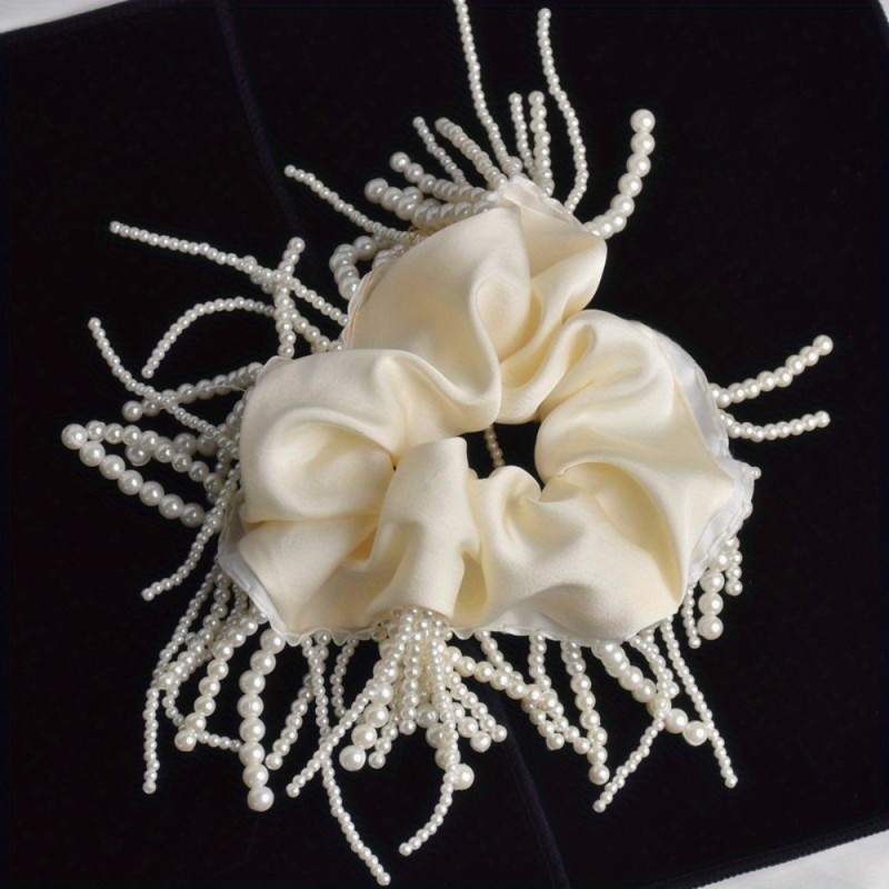 1pc Elegant Satin Fringe Headband for Women - Anti-Slip Imitation Pearl-Embellished Hair Accessory, Luxurious Wedding & Formal Occasion Hairpiece, Chic Bridal Headband with Secure Hold, Wedding Hair Accessories, Party Headwear, Evening Event Hairband, Highend Hairband, Women's Hairband, Fashionconscious Women