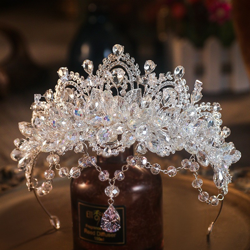Bridal Crown Headpiece Crystal Eyebrow Pendant Luxury Fashion High Luxury Huali Gift giving Wedding Dress Accessories 18th Birthday Wedding Crown Hair Accessories
