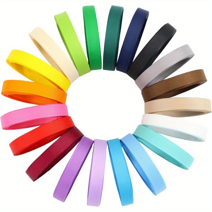 3\u002F8 Inches Grosgrain Fabric Ribbons, 20 Colors - 2 Yards Each, 40 Yards Total, Ideal for Gift Wrapping and DIY Bow Hair Accessories
