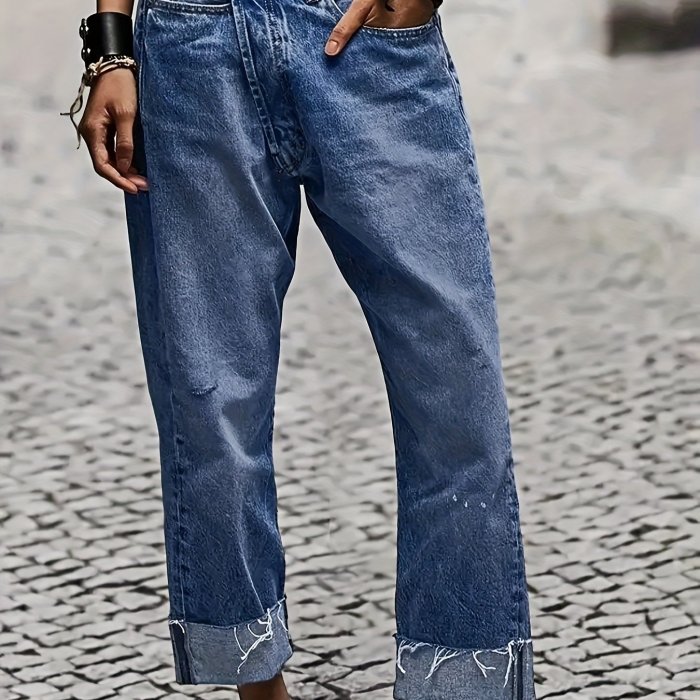 Fashion Casual Women's Vintage High Waist Stretch Wide Leg Jeans