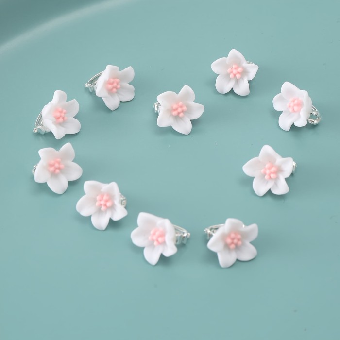 10pcs Resin Mini Flower Hair Clips - Cute Sweet Floral Hairpins with Mixed Pastel Colors, Lightweight Durable Hair Accessories for Women Teens, Wedding Bridal Everyday Casual Outfits, Gifts