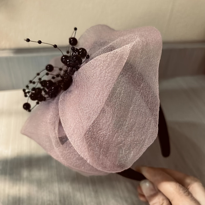 Women's Elegant Floral-like Headband - Lightweight Breathable Wedding, Party & Everyday Hair Band - Vintage Accessory in - Perfect Gift for Her (No Feathers, Non-Slip Formal or Casual Hairstyle), Hair Accessories for Wedding, Delicate Design, Fine Craftsmanship, Stylish Hairband, Fashion Lovers, Retro Style, Durable Material, Mesh Beading Headpiece, Fashionconscious Women