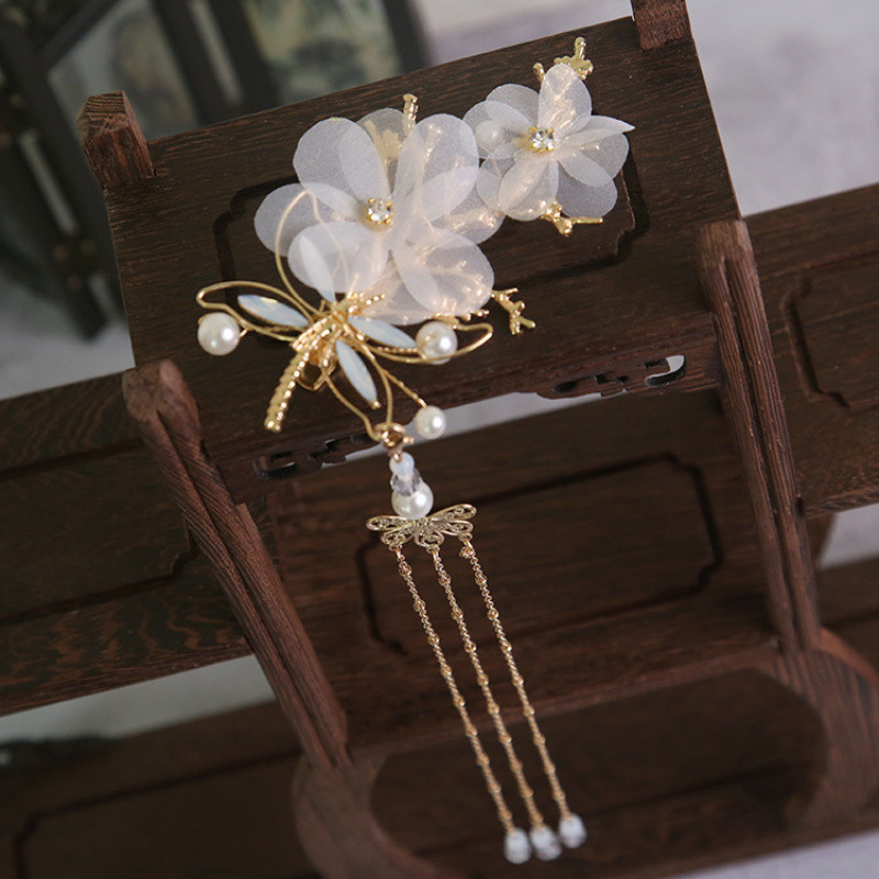 Ancient Costume Wedding Accessories Dragonfly Hairpin Ancient Style Hanfu Hair Ornament Hairpin Accessories Fairy Tassel Performance Step Shake