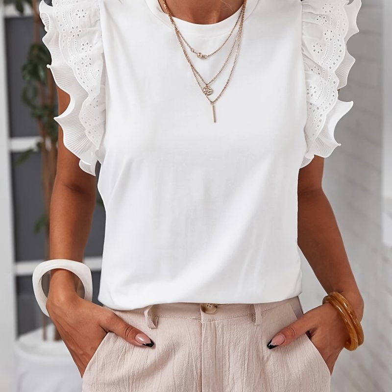 Elegant Women's Elegant Ruffled Lace Blouse