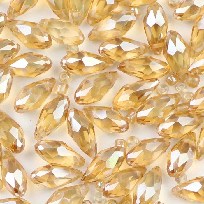 50 Pcs Crystal AB Glass Beads 50 Pcs 6x12mm Side Hole Water Drop Crystal AB Colored Glass Crystal Loose Beads DIY Handmade Jewelry Accessories Color Ab Plated
