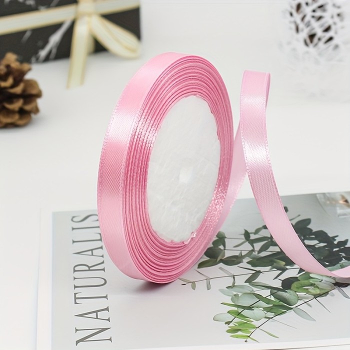 25 Yards\u002F6mm Silk Satin Ribbon - Vibrant Rainbow Colors, Soft & Shiny, Ideal for Handmade Bows, Crafts, Wedding Decorations, Christmas Trees, DIY Card Making, Gift Wrapping, Gift Wrapping Ribbon | Vibrant Ribbon | Smooth Texture, Ribbon Decorations