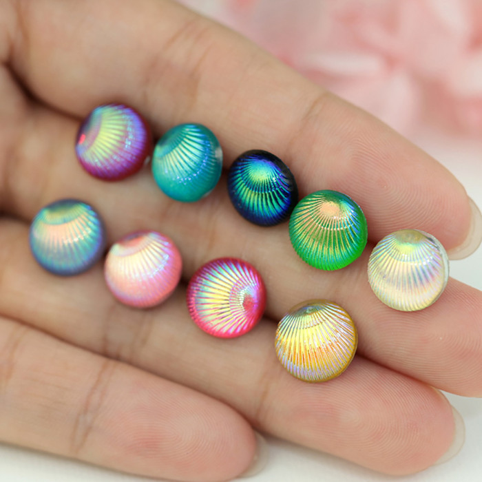 30pcs 1.0cm\u002F0.39in Resin Iridescent Rainbow Color-Changing Round Flat Back for DIY Jewelry, Wedding Decor, Scrapbooking, Shoe & Boot Embellishments, Scrapbooking Supplies, Vibrant, Decorative Craft Material, Wedding Decorations, Iridescent, Smooth Finish, Craft, Craft Enthusiasts