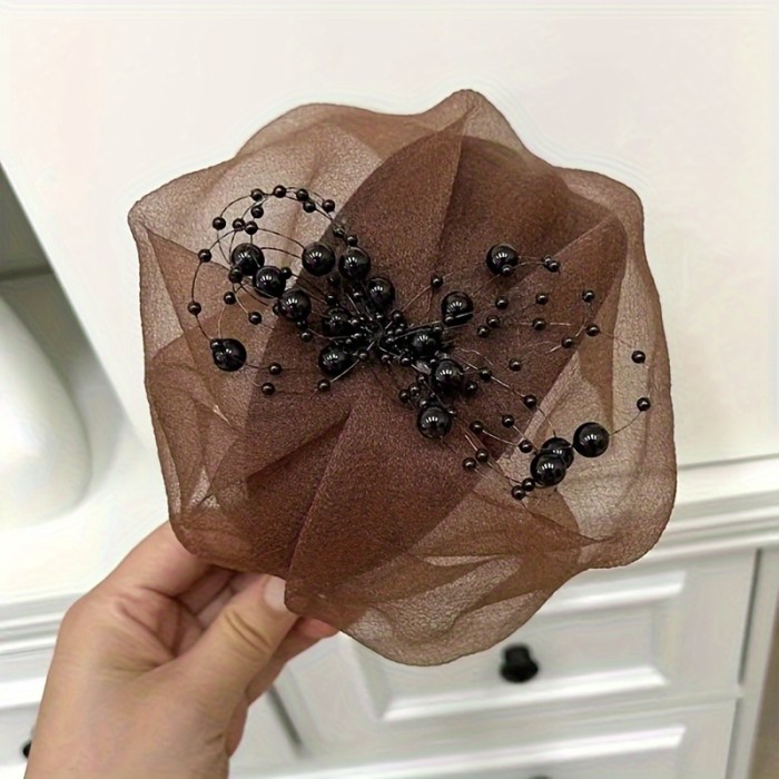 Women's Elegant Floral-like Headband - Lightweight Breathable Wedding, Party & Everyday Hair Band - Vintage Accessory in - Perfect Gift for Her (No Feathers, Non-Slip Formal or Casual Hairstyle), Hair Accessories for Wedding, Delicate Design, Fine Craftsmanship, Stylish Hairband, Fashion Lovers, Retro Style, Durable Material, Mesh Beading Headpiece, Fashionconscious Women
