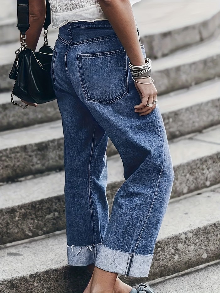 Fashion Casual Women's Vintage High Waist Stretch Wide Leg Jeans