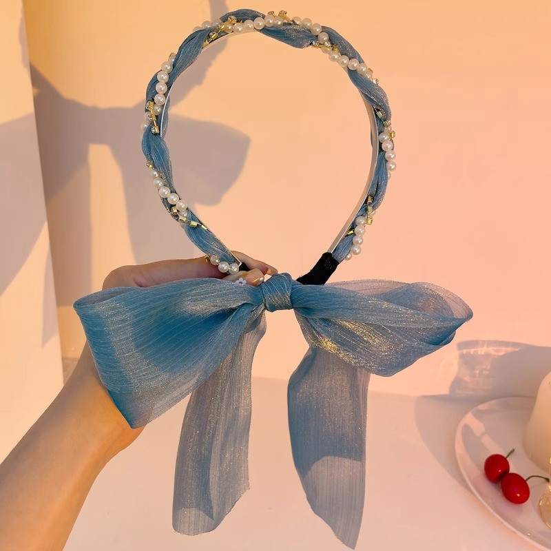 1pc New Style Retro Elegant Temperament Chain Braid Female Model Streamers Tie Hair Integrated Hair Ornaments Senior Sense Headband Headdress