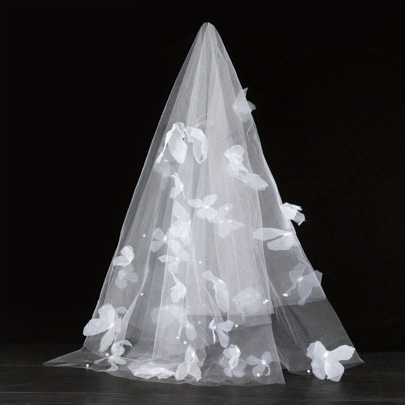 Women's Wedding Veil - Elegant Bridal Hair Accessory with Flowing Tulle Layers, Lightweight & Stable for Wedding, Prom, Formal Events - Bride Headpiece, Delicate Design, Fine Craftsmanship, Prom Attendees