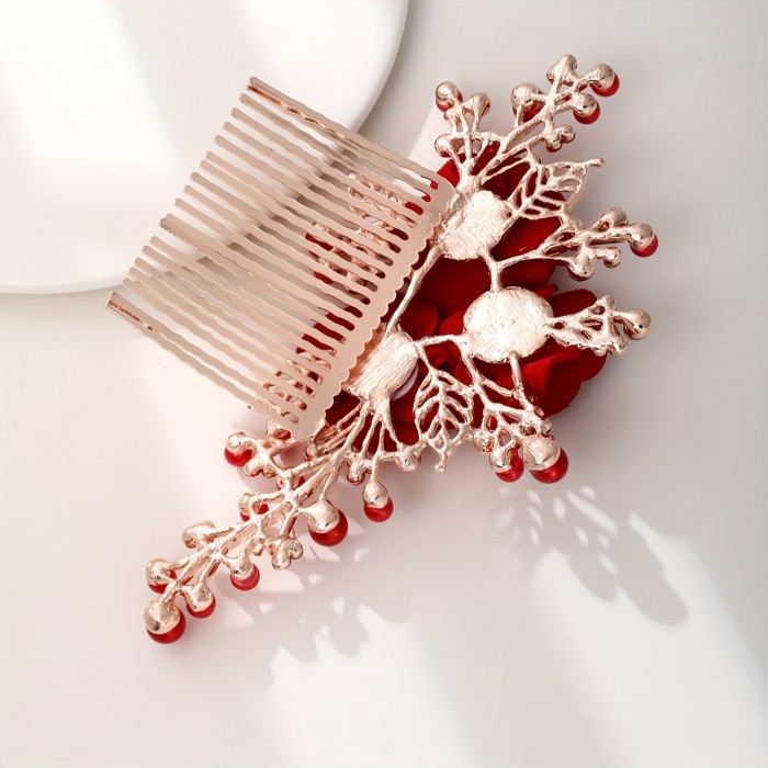 Textile Rose Bride Headwear Hair Comb