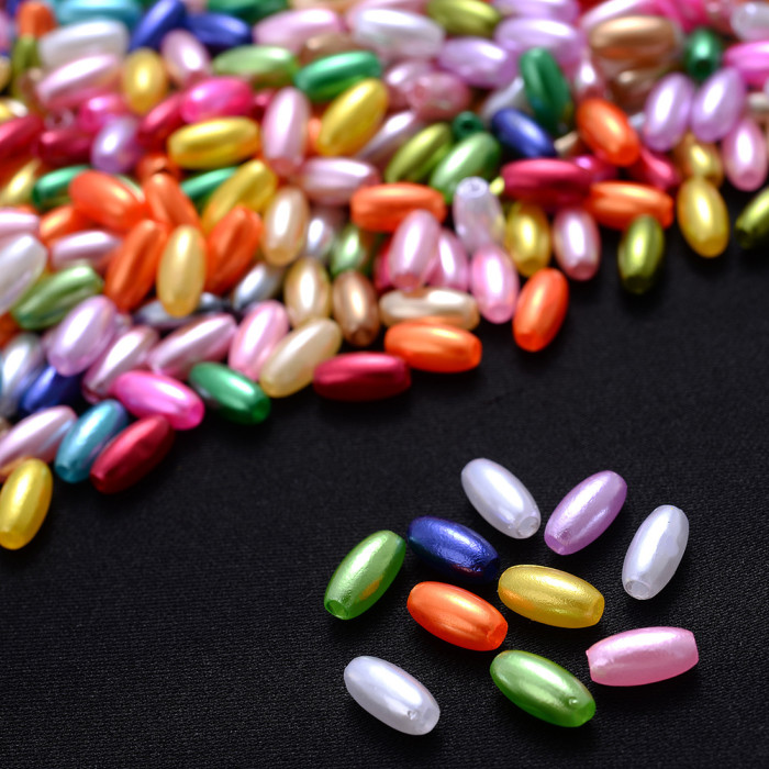 100pcs Neovivi Mix Oval Acrylic Spacer Beads 4x8mm (0.16x0.31in) - Vibrant Metallic & Translucent Colors for DIY Jewelry Making, Earrings, Bracelets, Phone Chains - Craft Bead Supplies, Bracelet Components | Glossy Finish Beads, Beads for Jewelry Making