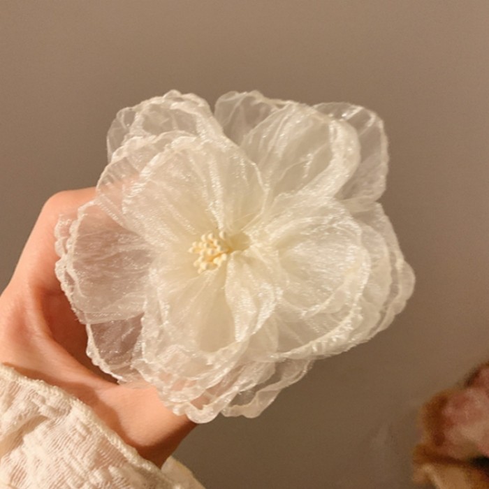 1pc Spring And Summer Super Fairy Mesh Hair Accessories Head Flower High Appearance Pure And Sweet Mesh Flowers Side Clip