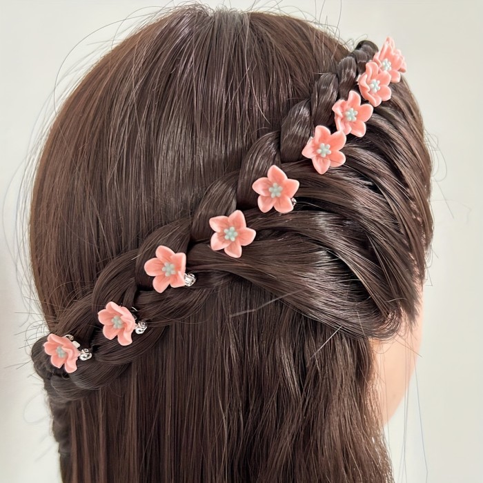 10pcs Resin Mini Flower Hair Clips - Cute Sweet Floral Hairpins with Mixed Pastel Colors, Lightweight Durable Hair Accessories for Women Teens, Wedding Bridal Everyday Casual Outfits, Gifts