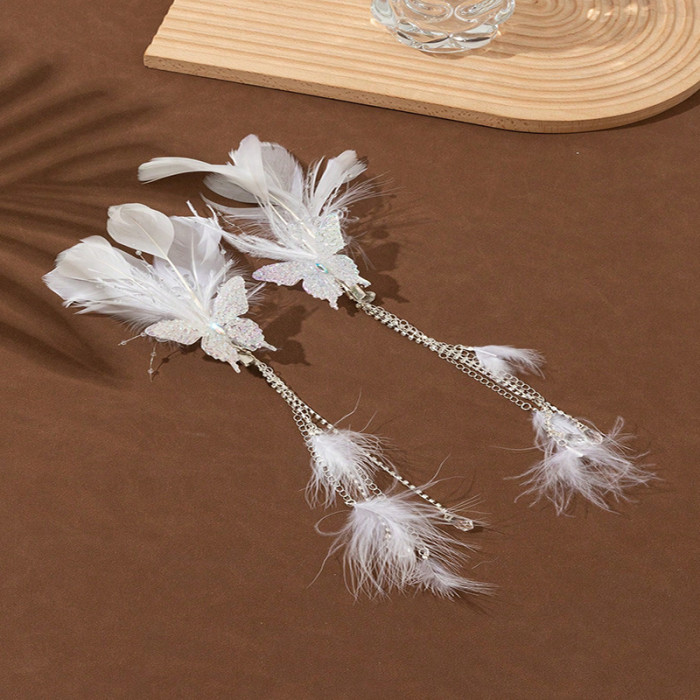 Buy 1 get 1 white butterfly shiny hair accessories, fashionable and elegant suitable for wedding engagement banquet birthday, Mother's Day Thanksgiving Opp bag packaging