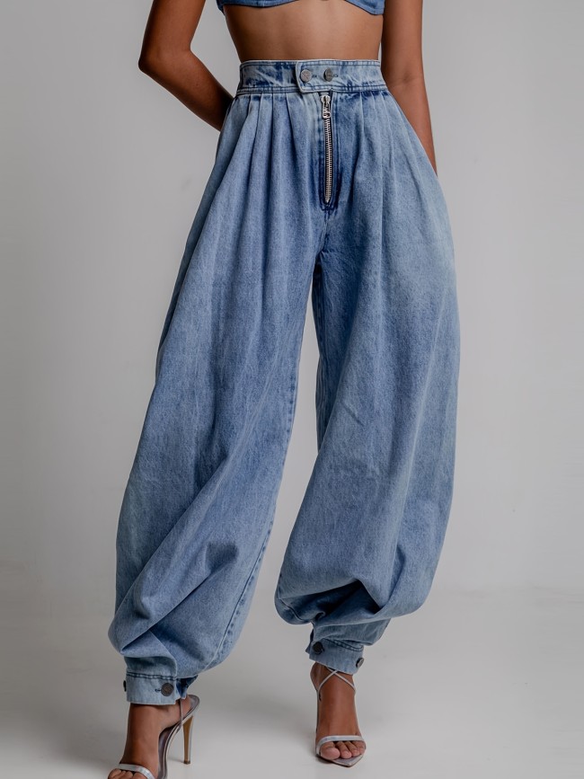 Women'S Single Piece Daily Casual Loose Distressed Flares Jeans