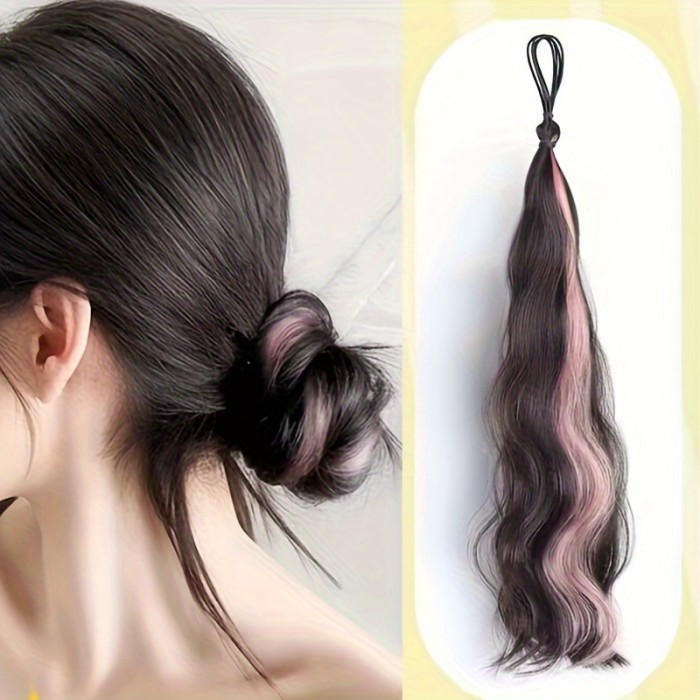 3pcs mixed color natural curly wig extension headband set - cute and sweet Y2K street style high gloss wig ponytail - casual hair accessory - quick and easy to wear - perfect for daily wear during parties and holidays