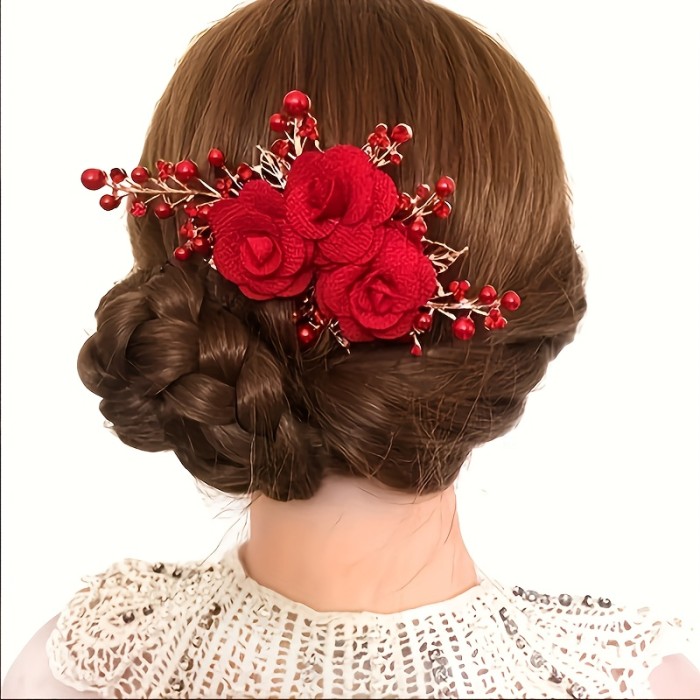 Textile Rose Bride Headwear Hair Comb