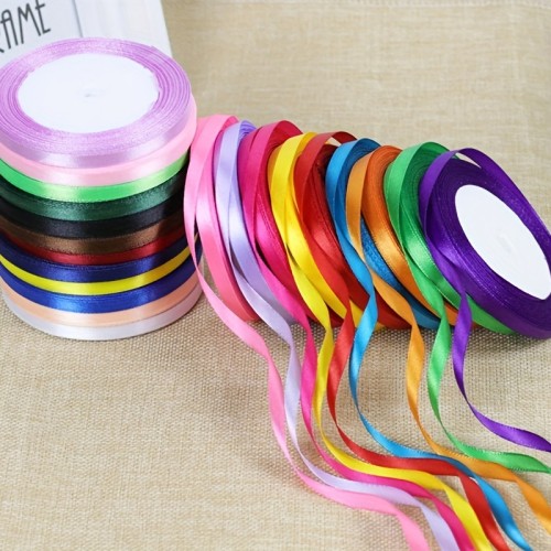 25 Yards\u002F6mm Silk Satin Ribbon - Vibrant Rainbow Colors, Soft & Shiny, Ideal for Handmade Bows, Crafts, Wedding Decorations, Christmas Trees, DIY Card Making, Gift Wrapping, Gift Wrapping Ribbon | Vibrant Ribbon | Smooth Texture, Ribbon Decorations