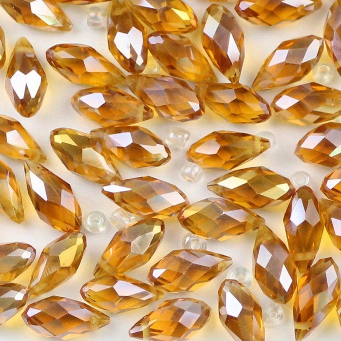 50 Pcs Crystal AB Glass Beads 50 Pcs 6x12mm Side Hole Water Drop Crystal AB Colored Glass Crystal Loose Beads DIY Handmade Jewelry Accessories Color Ab Plated