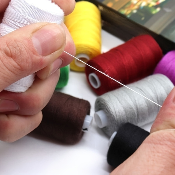 12pcs High Strength Polyester Sewing Thread Set, 600 Yards Each, Multicolor Spools - Ideal for DIY Crafts and Denim Sewing, Sewing Supplies Accessories